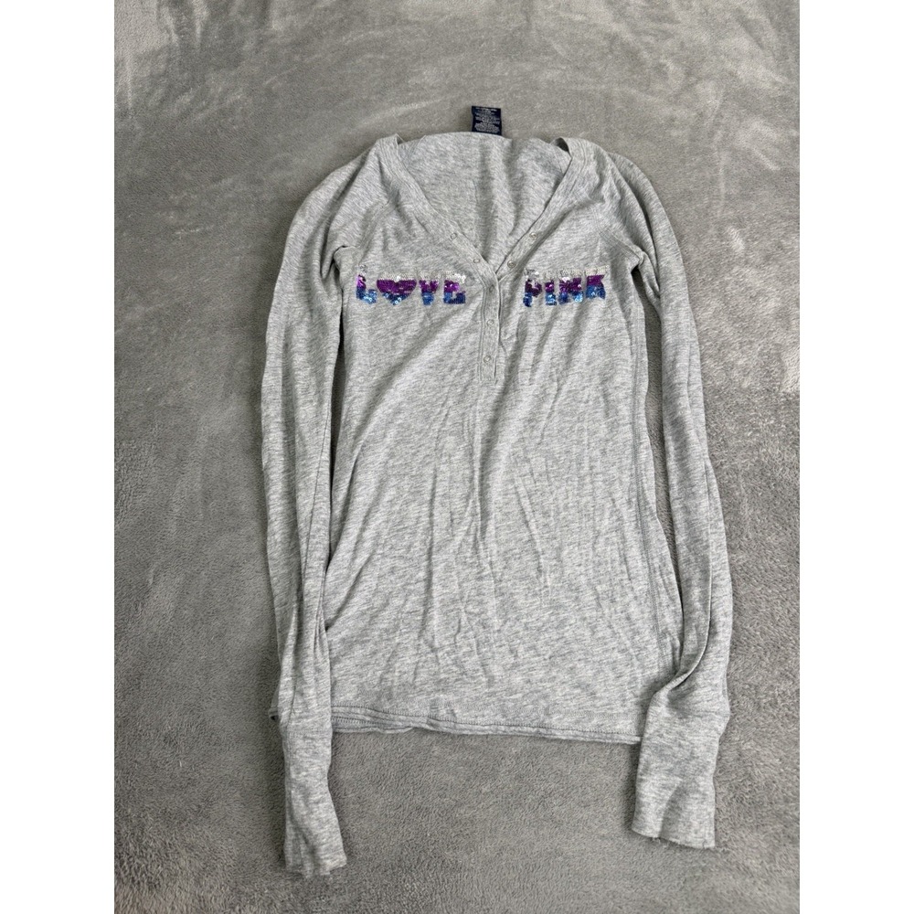 Vintage Y2K Victoria's Secret Pink Long Sleeve T Shirt Women's Size XS Gray